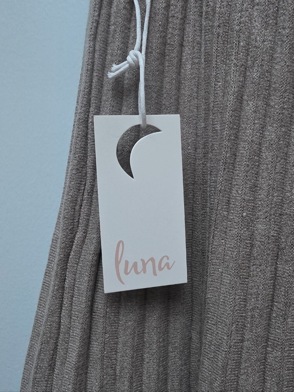LUNA | Dark Beige & White Long Sweater Weight Skirt, Sz. S - Picture 2 of 6